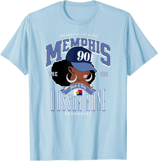 901 Area Code Memphis TN | Unapologetically Melanated T-Shirt - T-Shirt | Light Blue