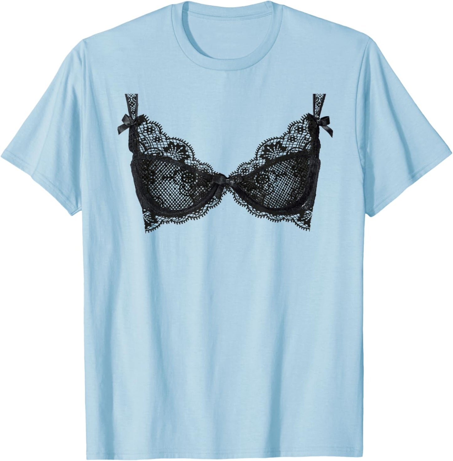 Lingerie Graphic Corset Bustier Bra Trendy Cute Sexy Fun T-Shirt - T-Shirt | Light Blue