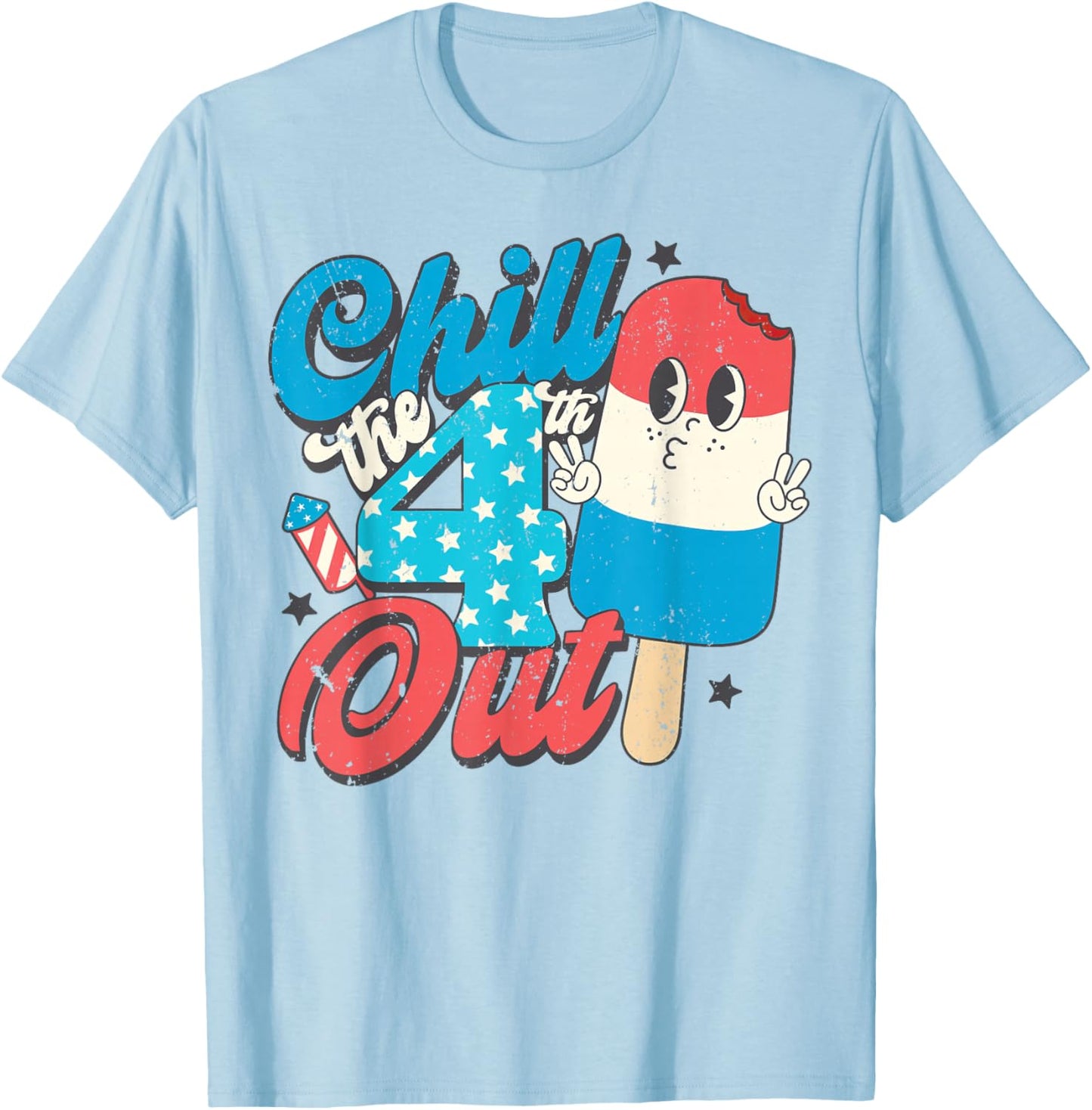 Chill The Fourth Out Popsicle 4th of July Shirts Boys Men T-Shirt - T-Shirt | Light Blue