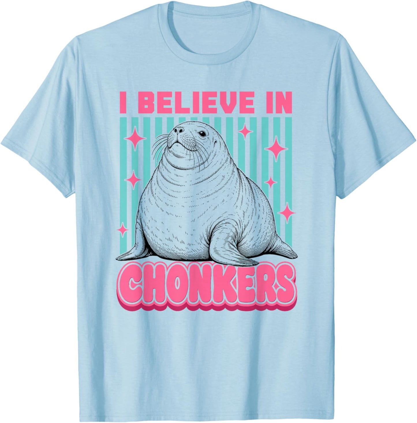 Chonkers The Sea Lion San Francisco Retro T-Shirt - T-Shirt | Light Blue
