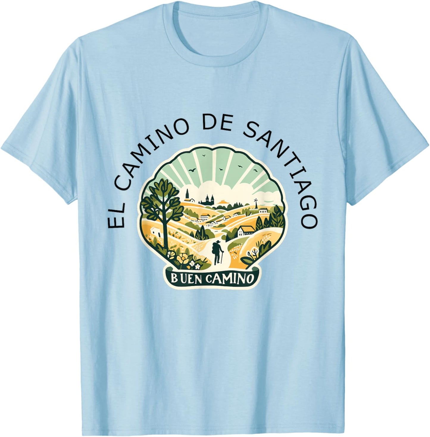 El Camino de Santiago de Compostela Shirt Souvenir Buen 2024 T-Shirt - T-Shirt | Light Blue