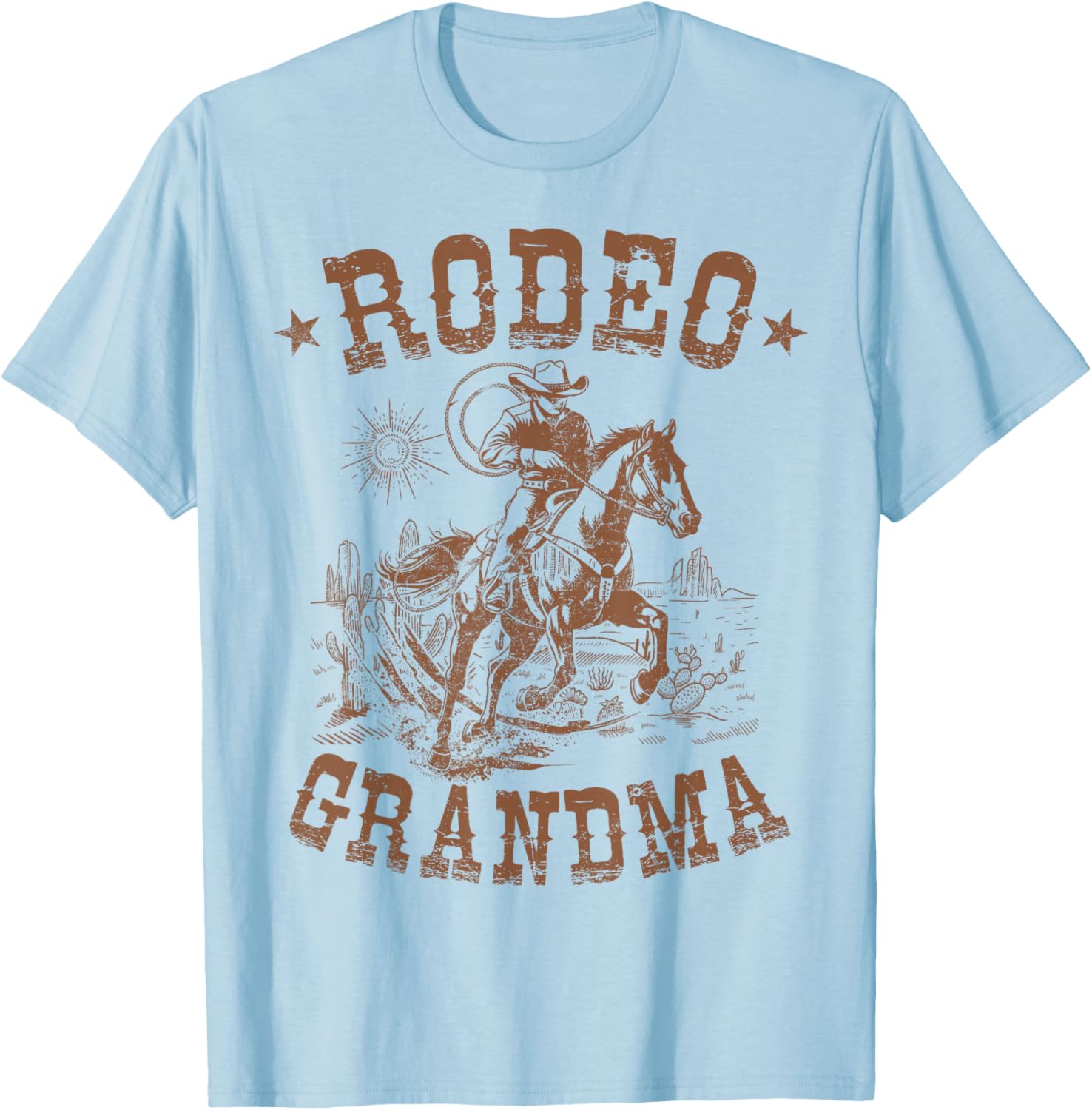 Rodeo Grandma Western Cowboy Family Matching Mother's Day T-Shirt - T-Shirt | Light Blue