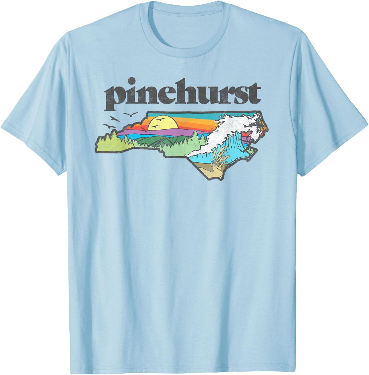 Pinehurst North Carolina Outdoors Retro Nature T-Shirt - T-Shirt | Light Blue