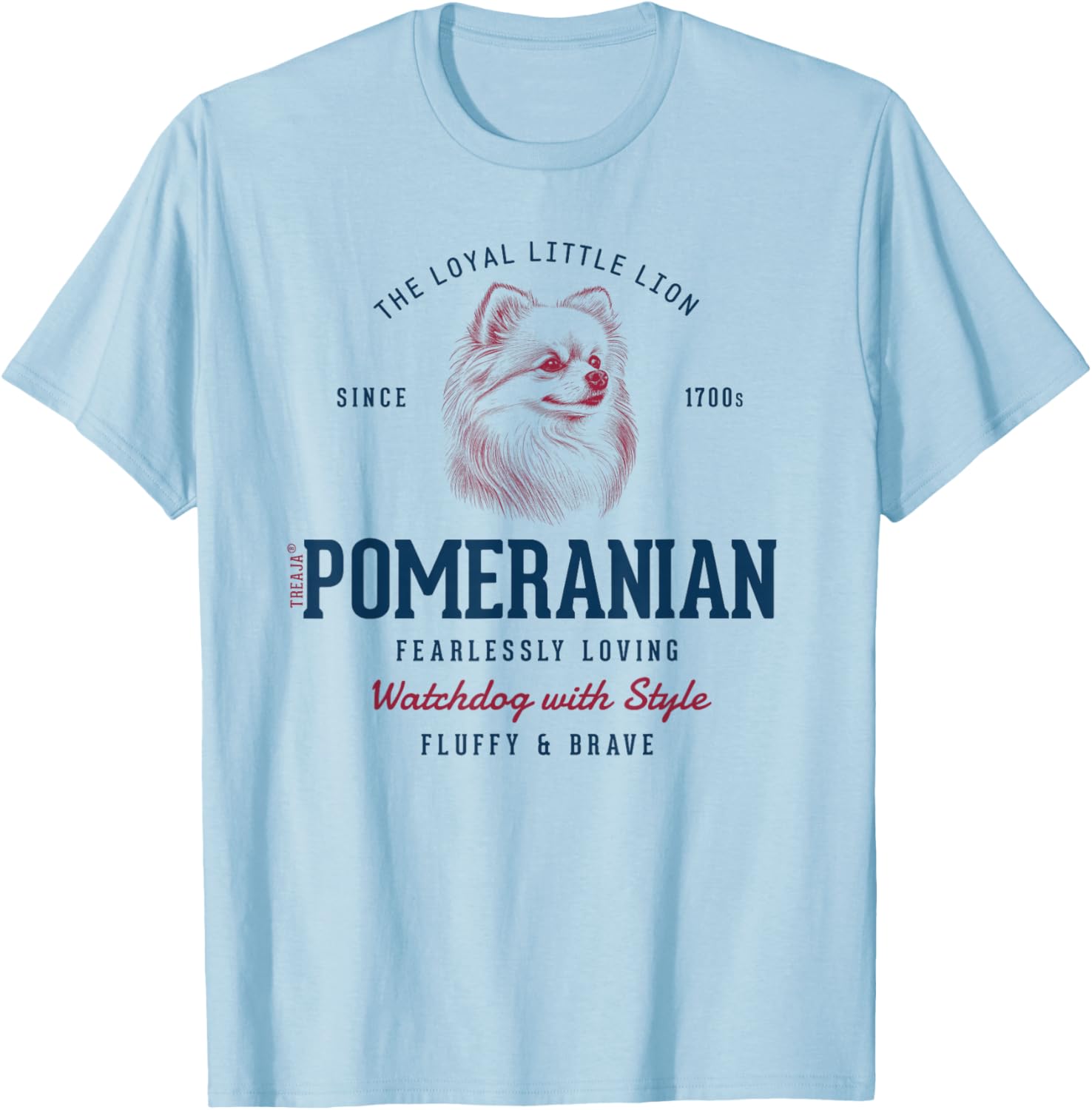 Retro Styled Vintage Pomeranian T-Shirt - T-Shirt | Light Blue