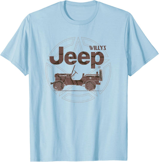 Jeep Willys Vintage Star T-Shirt - T-Shirt | Light Blue