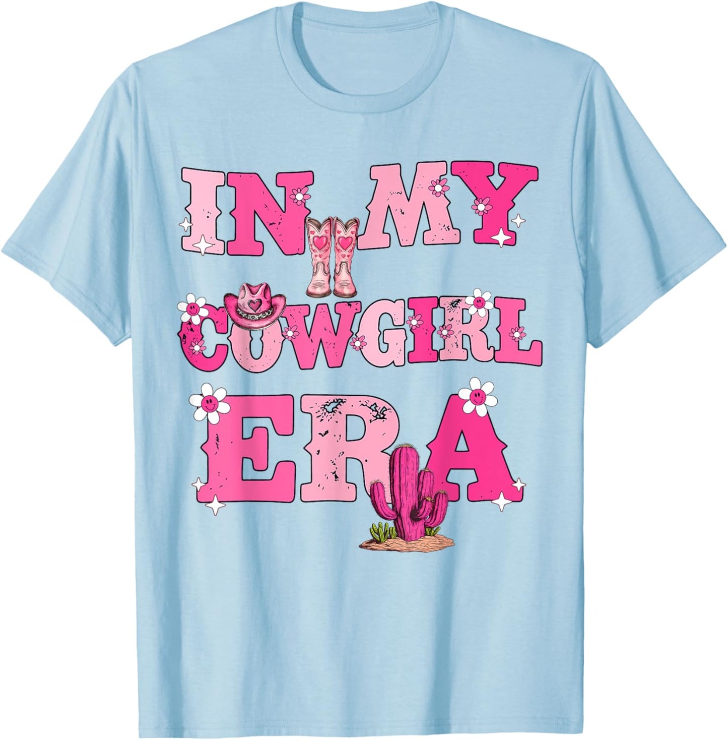 In My Cowgirl Era Retro Groovy Western Rodeo Cowgirl Cute T-Shirt - T-Shirt | Light Blue