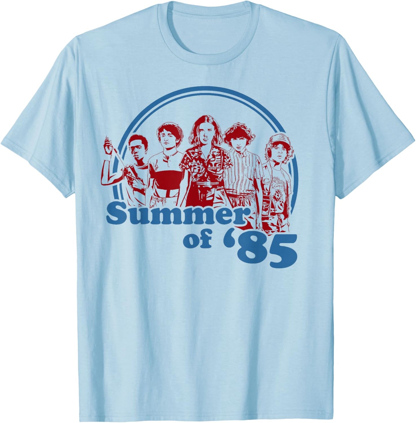 Netflix Stranger Things Summer Of '85 Group Shot T-Shirt - T-Shirt | Light Blue