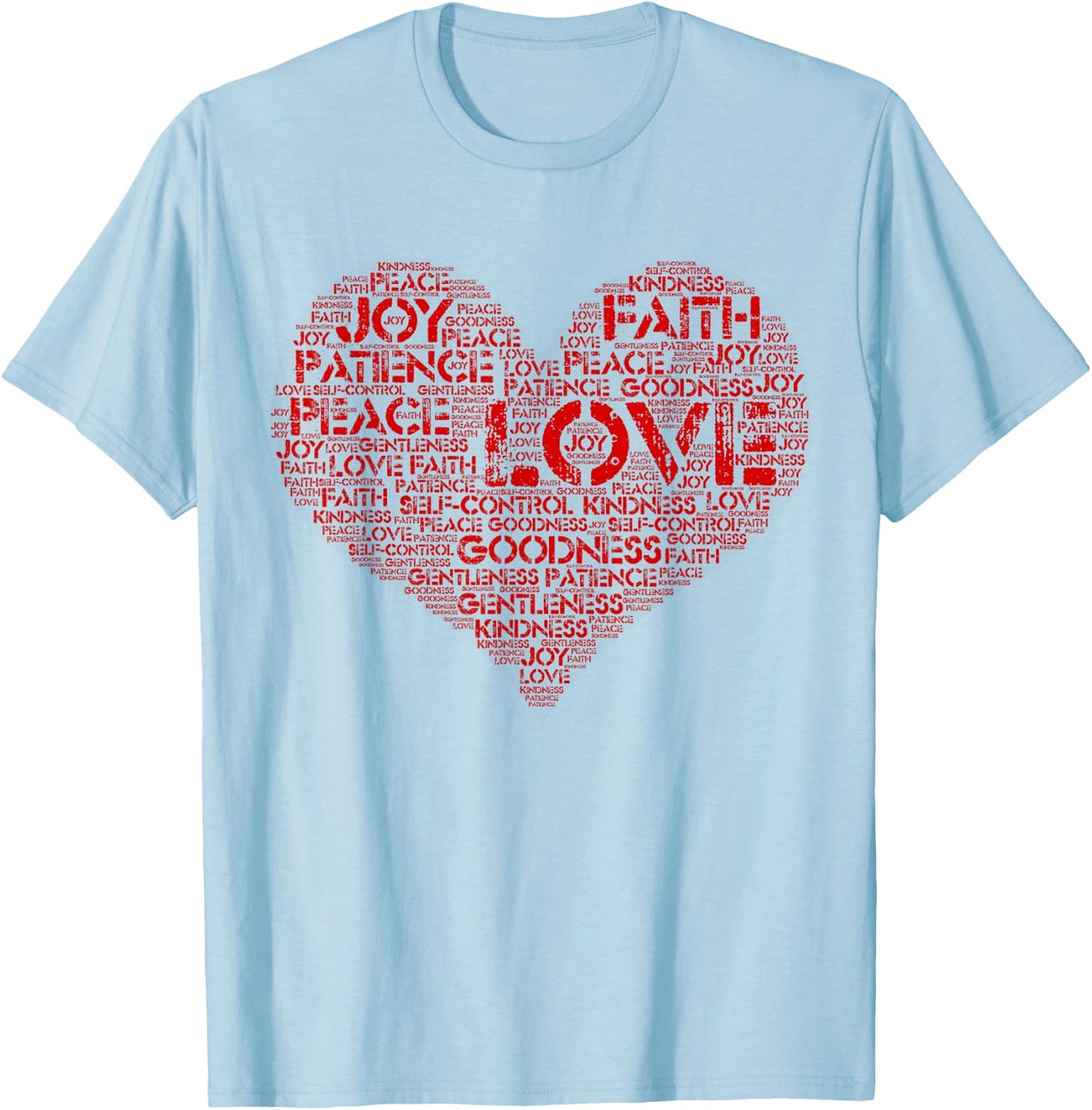 Christian Love Heart, Fruit of the Spirit gift Faith T-Shirt - T-Shirt | Light Blue