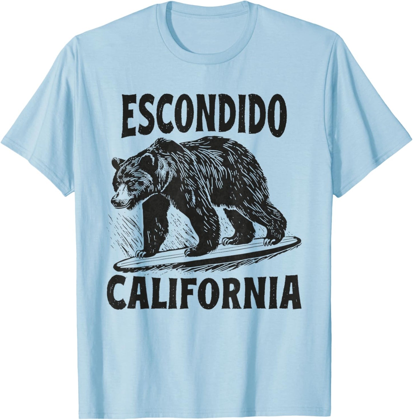 Escondido California CA Retro Surfer Beach Surf Vintage T-Shirt - T-Shirt | Light Blue