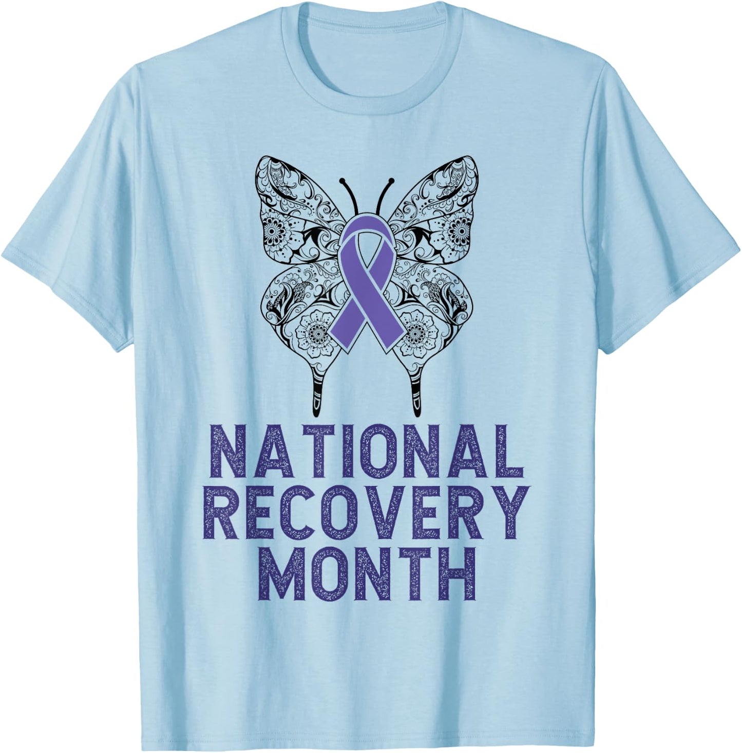 National Recovery month Warrior Addiction Recovery Awareness T-Shirt - T-Shirt | Light Blue
