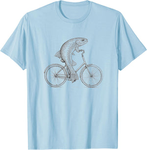 Mountain Bike trout fishing bicycle T-Shirt - T-Shirt | Light Blue