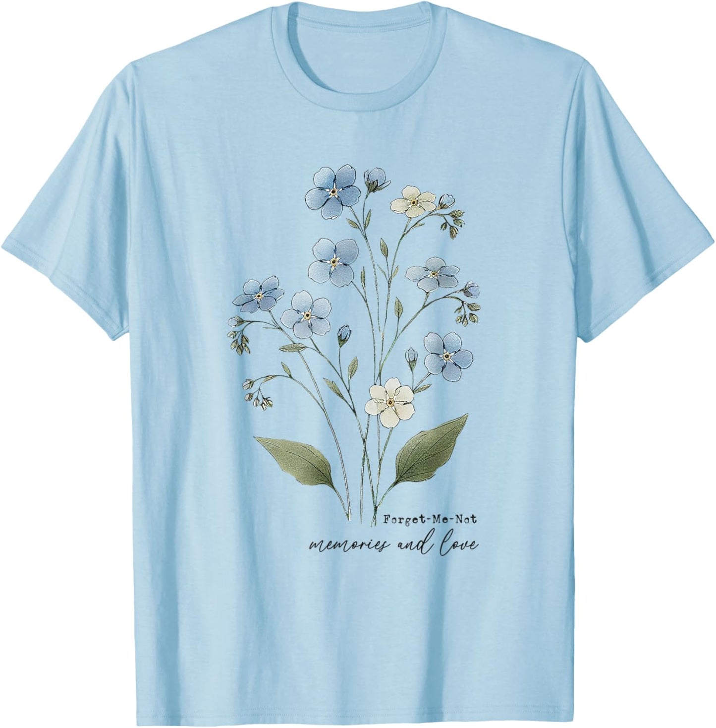 Vergissmeinnicht Blumendesign, elegante botanische Illustration T-Shirt - T-Shirt | Light Blue