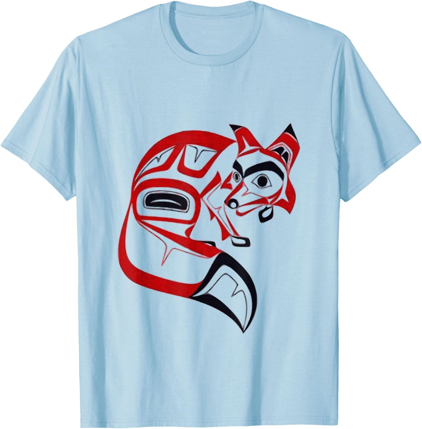 Pacific Northwest tribe art Tribal Fox Totem Foxes Art T-Shirt - T-Shirt | Light Blue