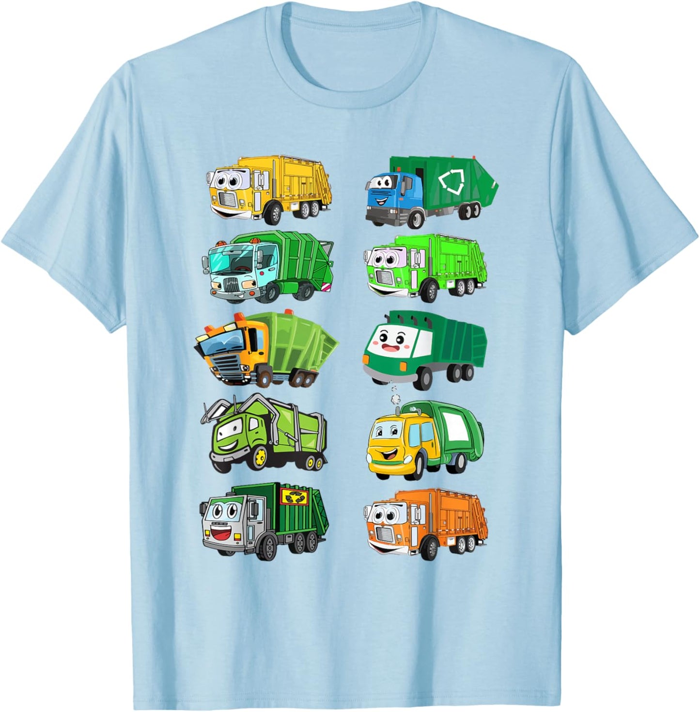 Toddler Boy Types of Garbage Truck Shirt Kids Trash Truck T-Shirt - T-Shirt | Light Blue