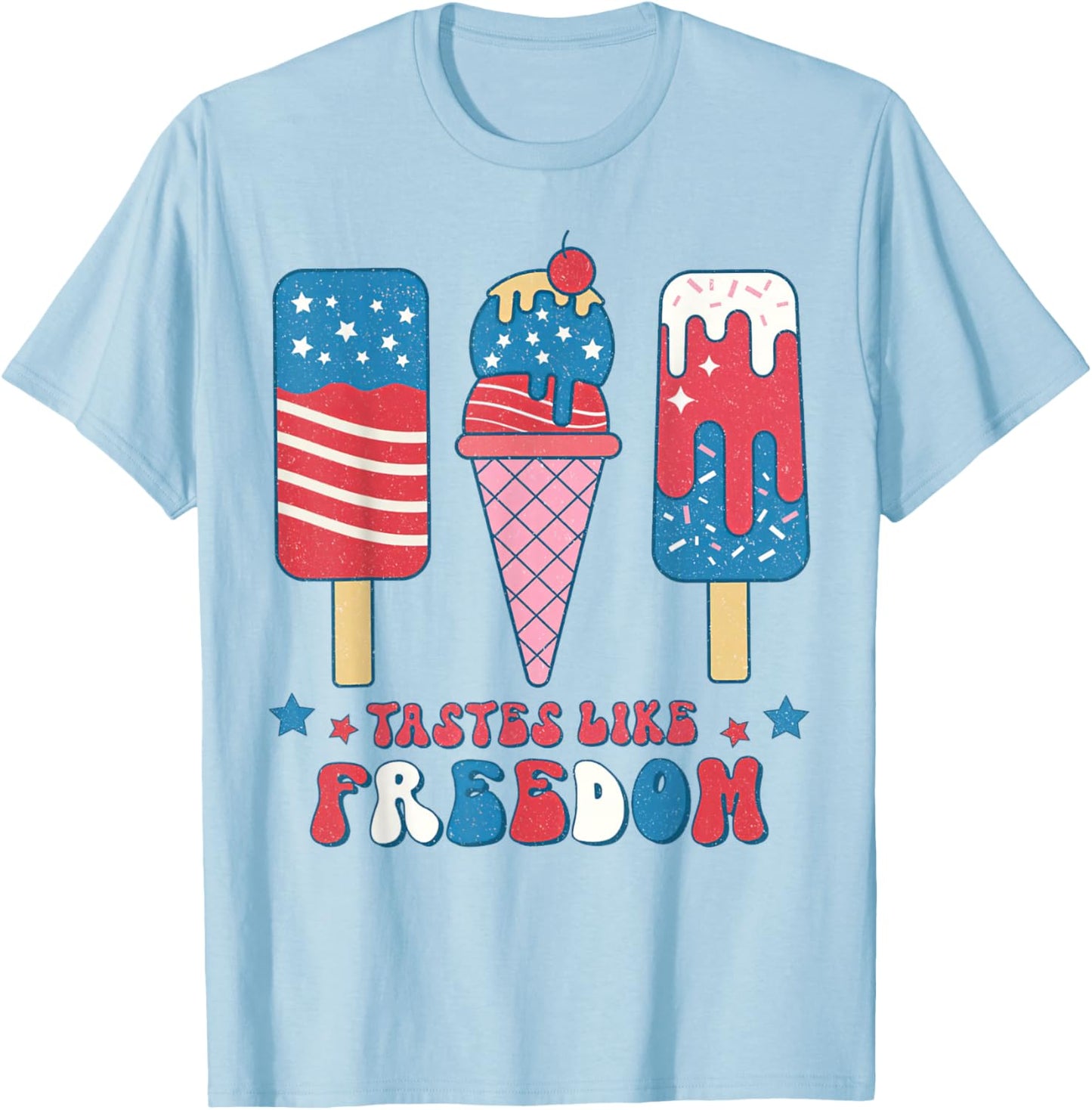 Taste Like Freedom 4th Of July Ice Cream Popsicle Kids T-Shirt - T-Shirt | Light Blue