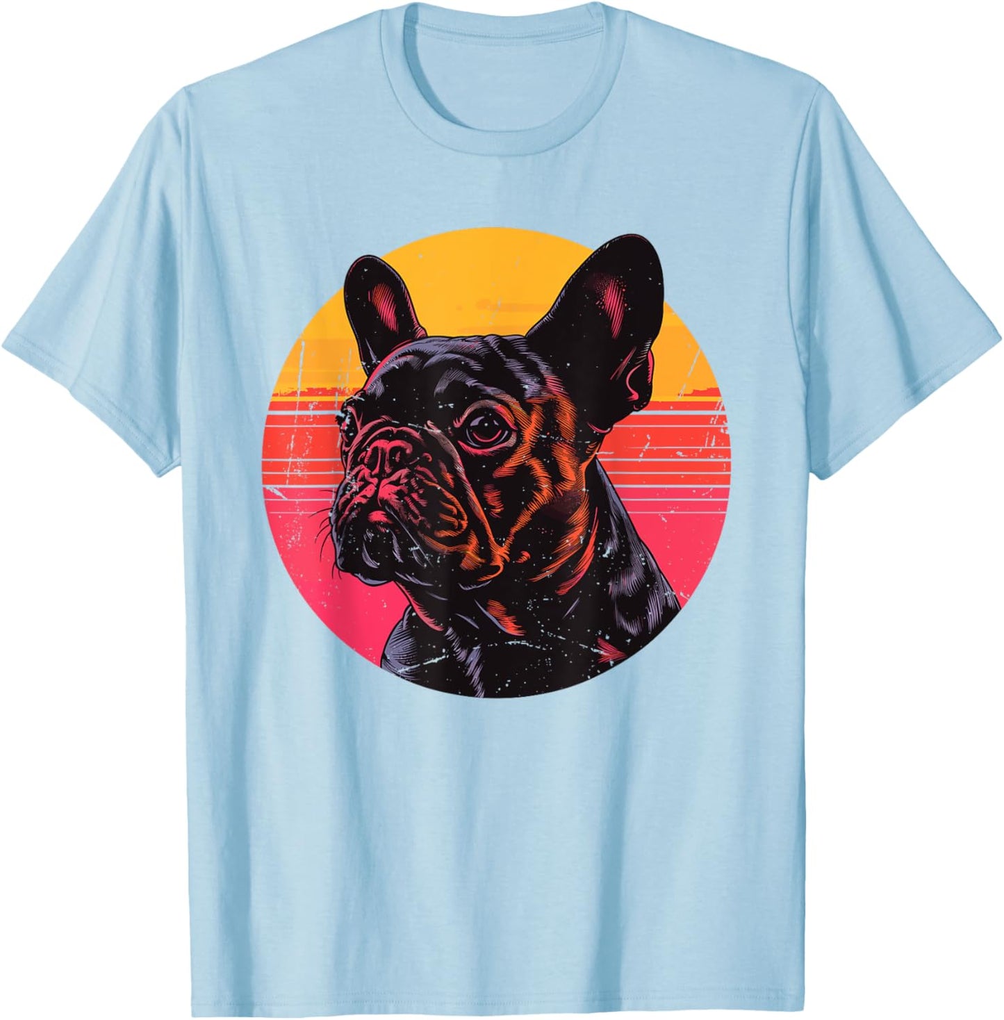 Retro French Bulldog Dog Lovers Gift Vintage Frenchie Owner T-Shirt - T-Shirt | Light Blue