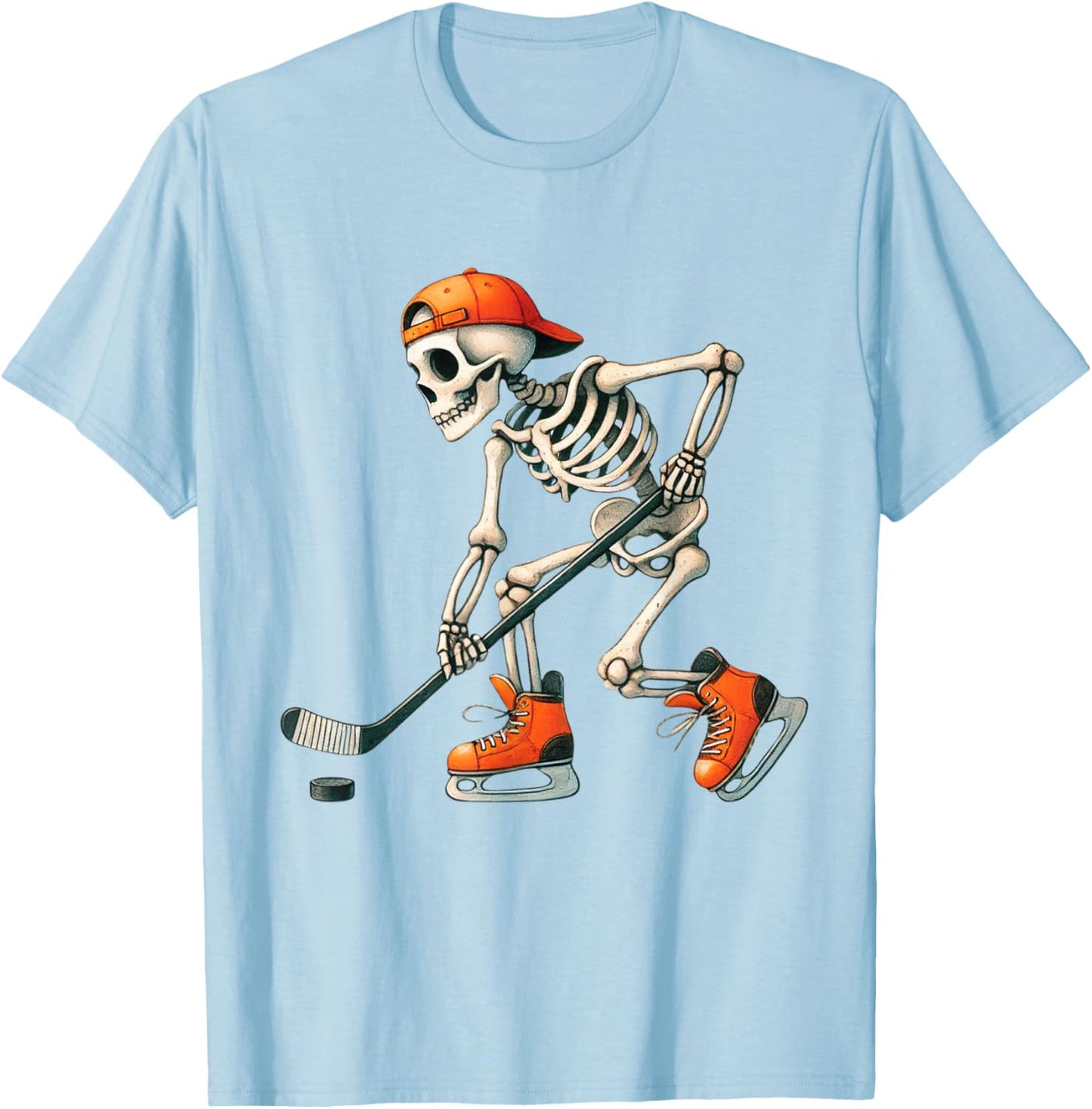 Skeleton Ice Hockey Halloween Costume Men Boys Kids T-Shirt - T-Shirt | Light Blue