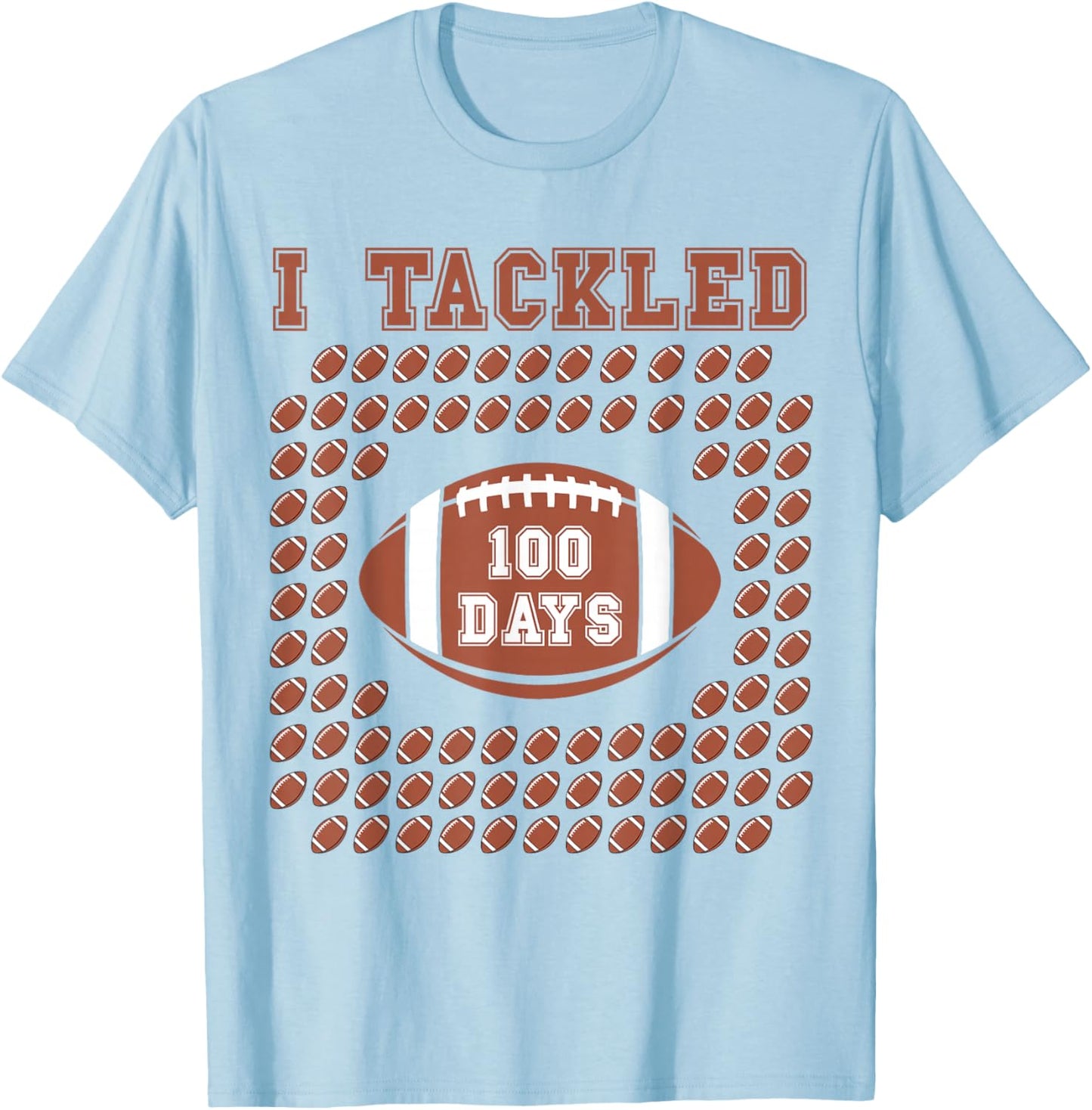 I Tackled 100 Days 100th Day Of School Football for Boys T-Shirt - T-Shirt | Light Blue