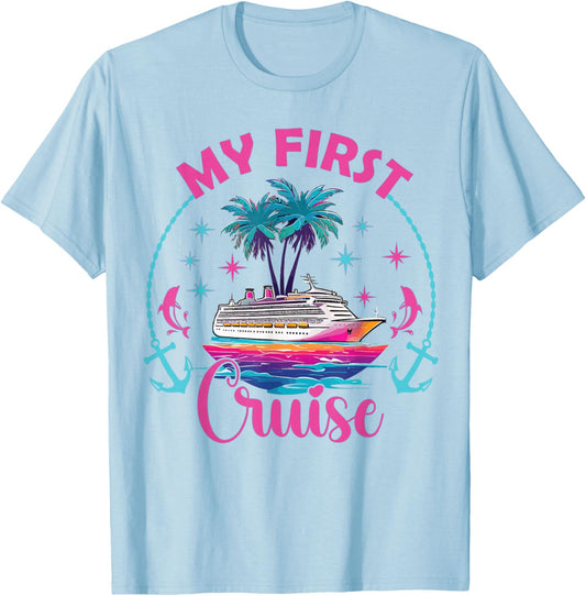 My First Cruise Matching Family Cruise Ship Primer T-Shirt - T-Shirt | Light Blue