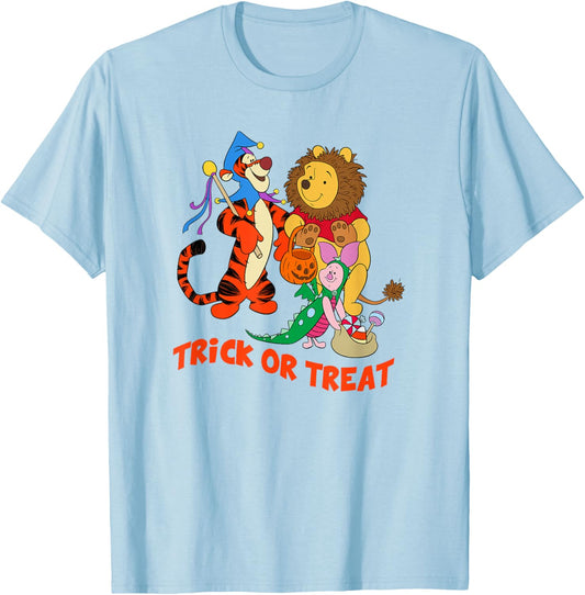 Disney Winnie The Pooh Halloween Group Shot Trick Or Treat T-Shirt - T-Shirt | Light Blue