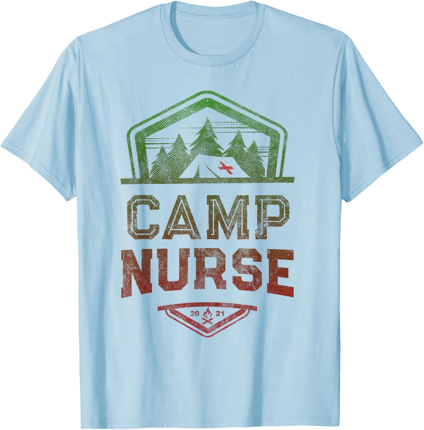 CAMP NURSE Medical Staff Summer Campground Team Vintage T-Shirt - T-Shirt | Light Blue