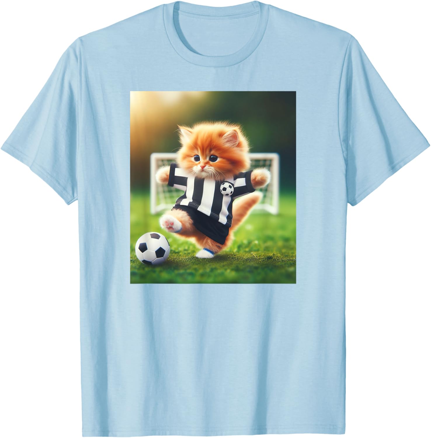 Soccer Referee Cat Men Women Kids T-Shirt - T-Shirt | Light Blue