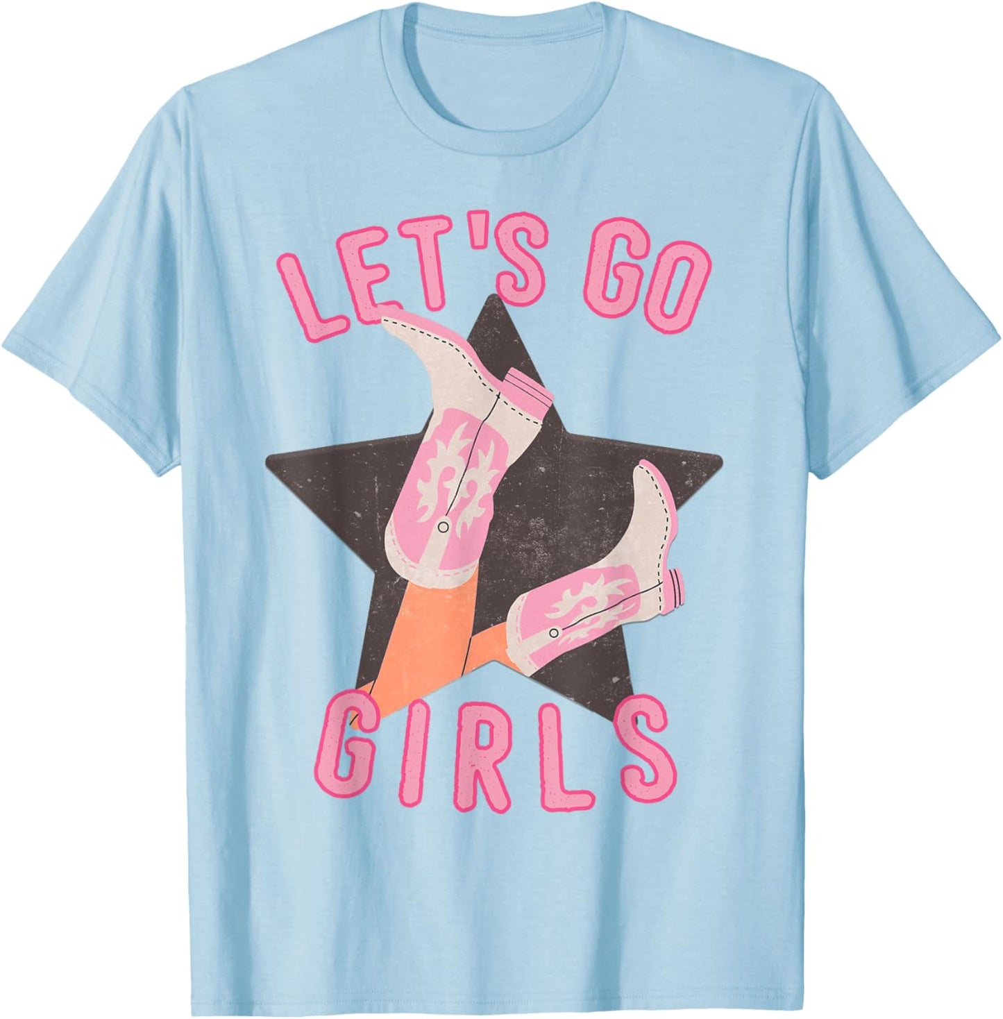 Western Let's Go Girls Bridal Bachelorette Party Matching T-Shirt - T-Shirt | Light Blue