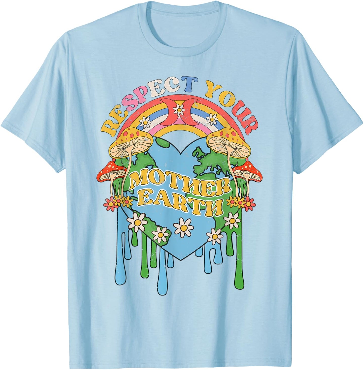 Respect Your Mother Earth Groovy Hippie Earth Day Gift Ideas T-Shirt - T-Shirt | Light Blue