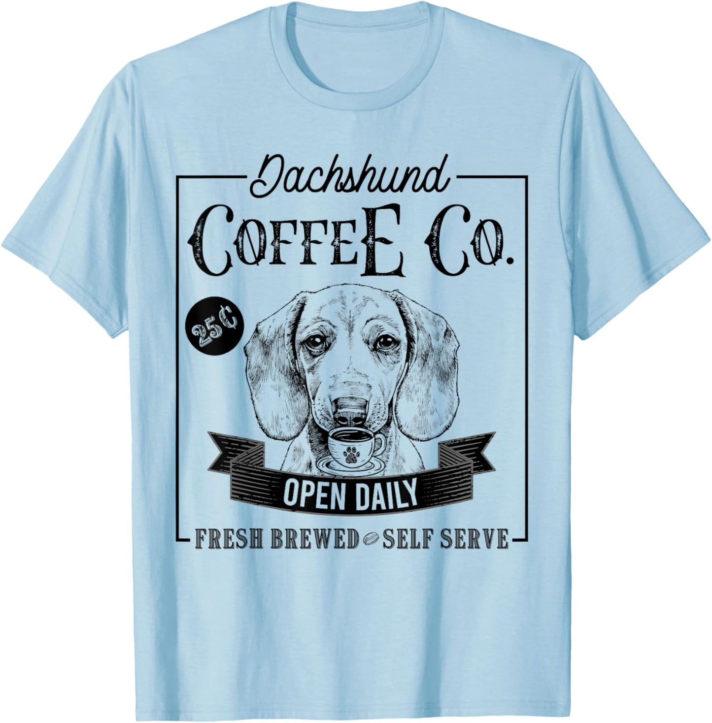 Retro Dachshund Coffee Funny Wiener Dog Mom Coffee Lover Women Kids T-Shirt - T-Shirt | Light Blue