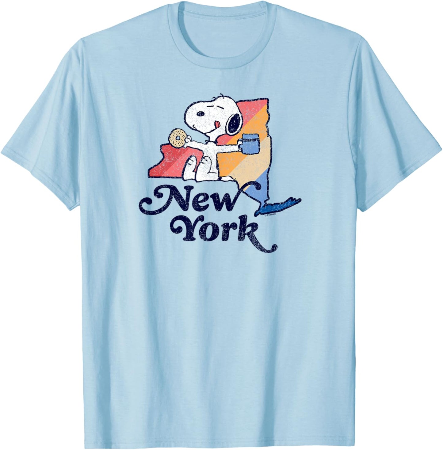 Peanuts - Snoopy New York Coffee and Bagel T-Shirt - T-Shirt | Light Blue