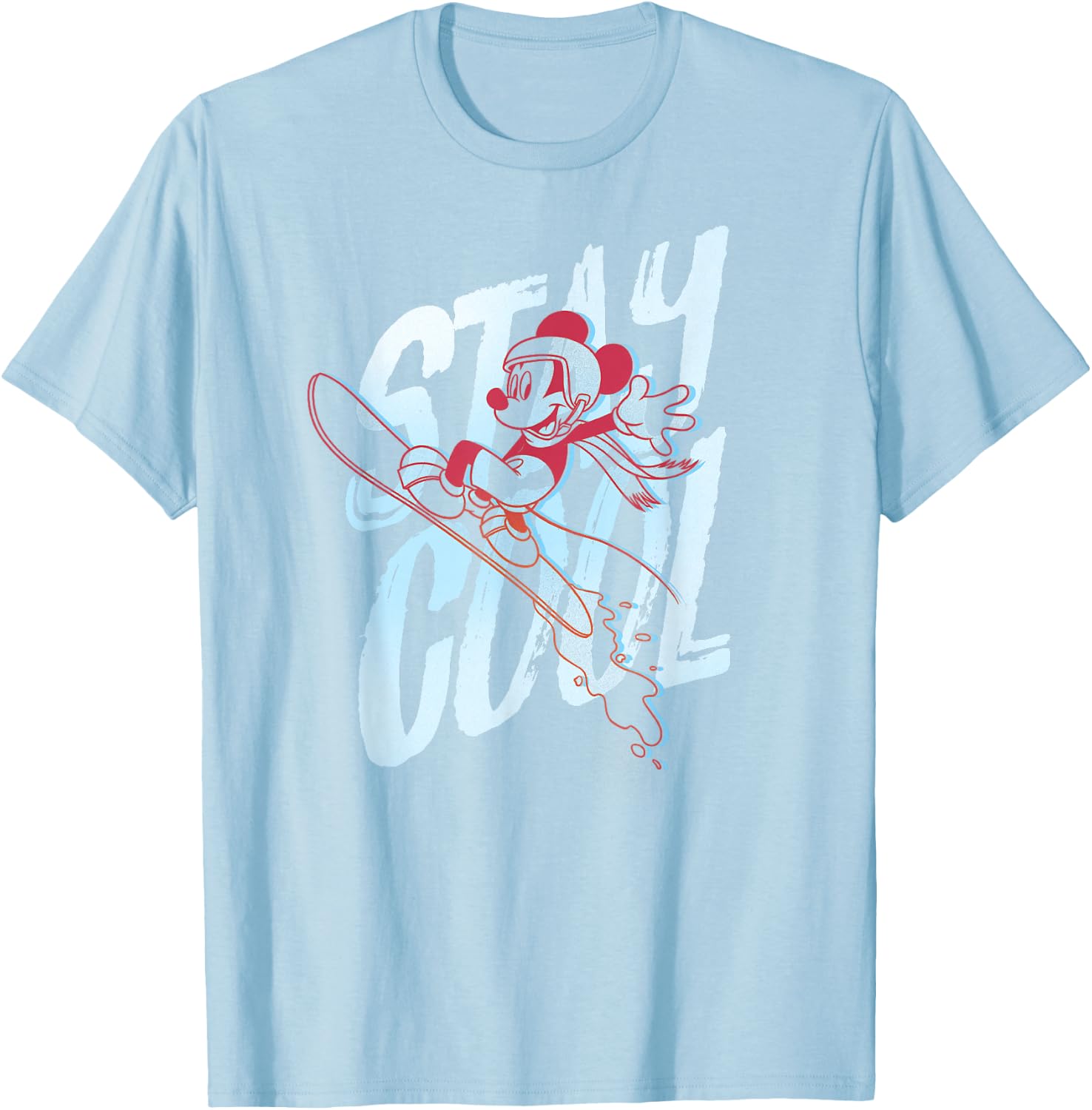 Disney Mickey Mouse Stay Cool Snowboarding T-Shirt - T-Shirt | Light Blue