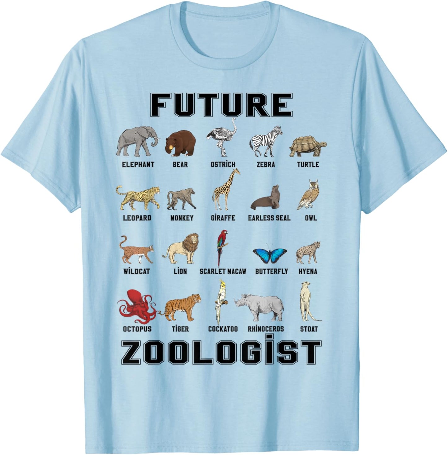 Kids Future Zoologist Funny Birthday T Shirt T-Shirt - T-Shirt | Light Blue