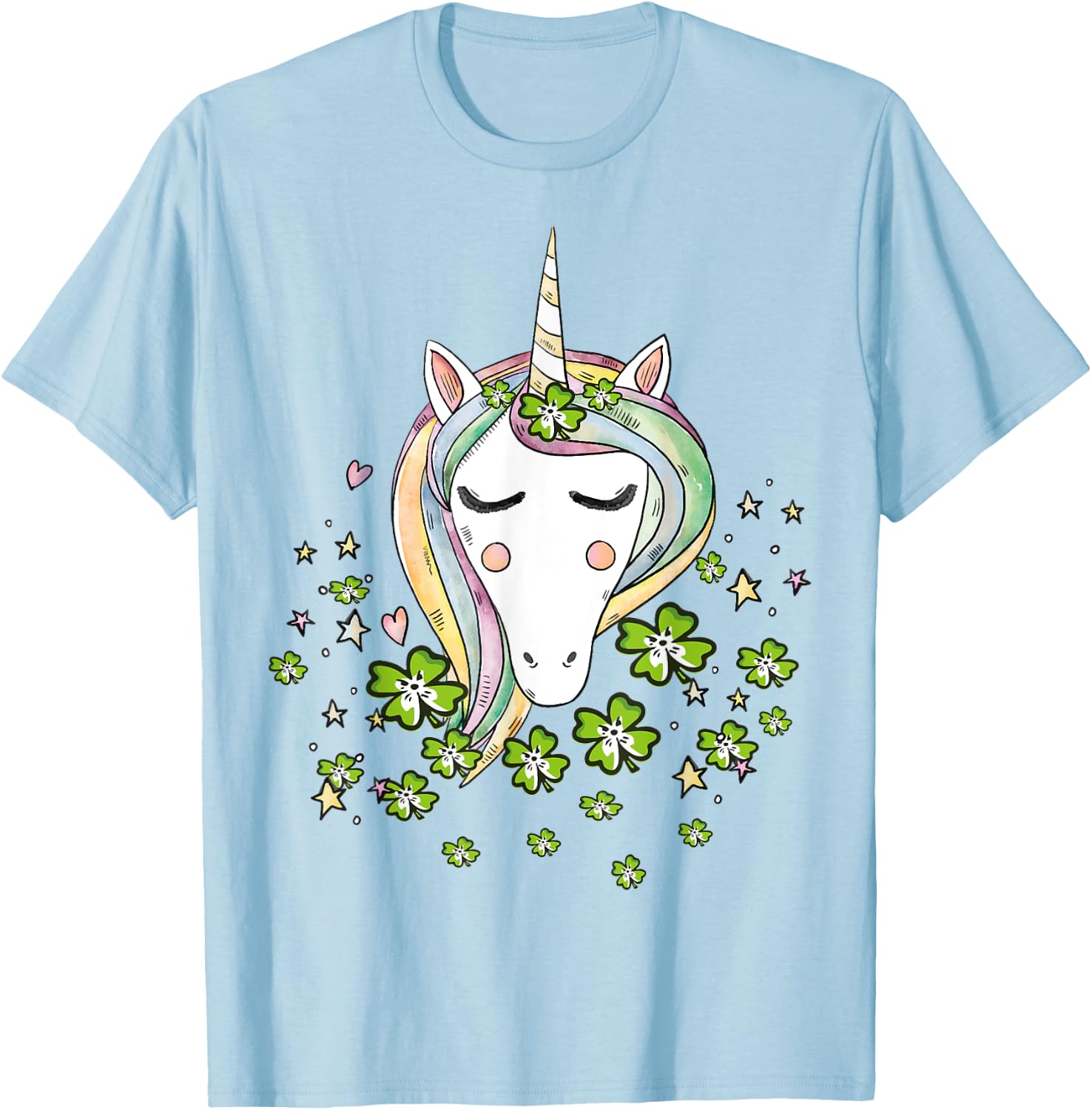 St Patricks Day Shamrock Unicorn Girls Irish Cool Green Kids T-Shirt - T-Shirt | Light Blue