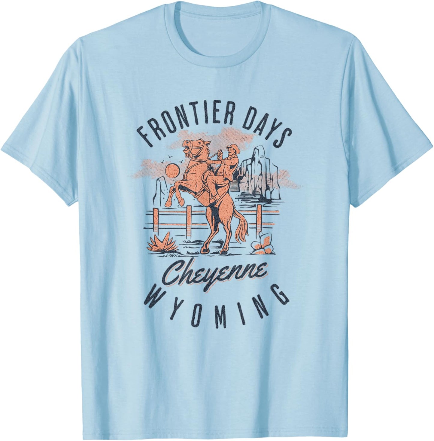 Cheyenne Wyoming Cowboys and Horse Frontier Days T-Shirt - T-Shirt | Light Blue