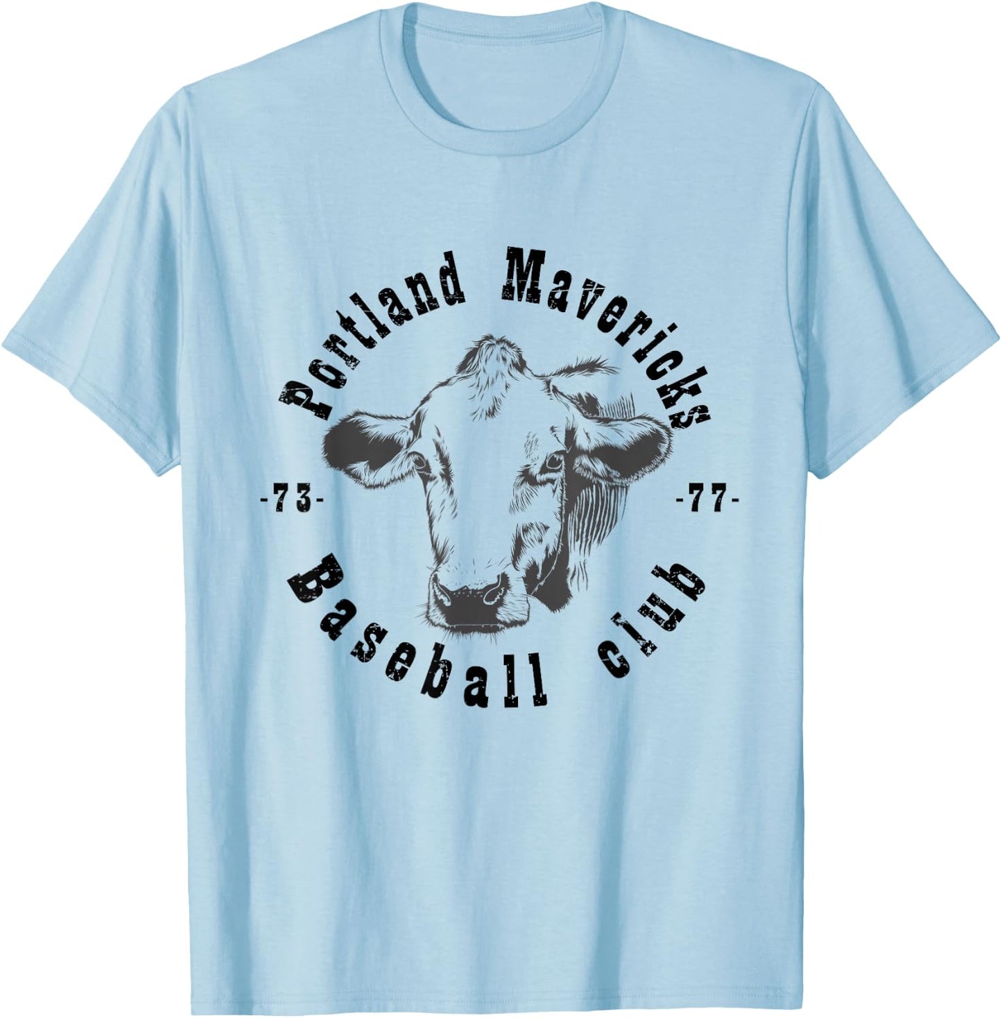 Portland T Shirt Cows Mavericks Baseball Vintage For T-Shirt - T-Shirt | Light Blue