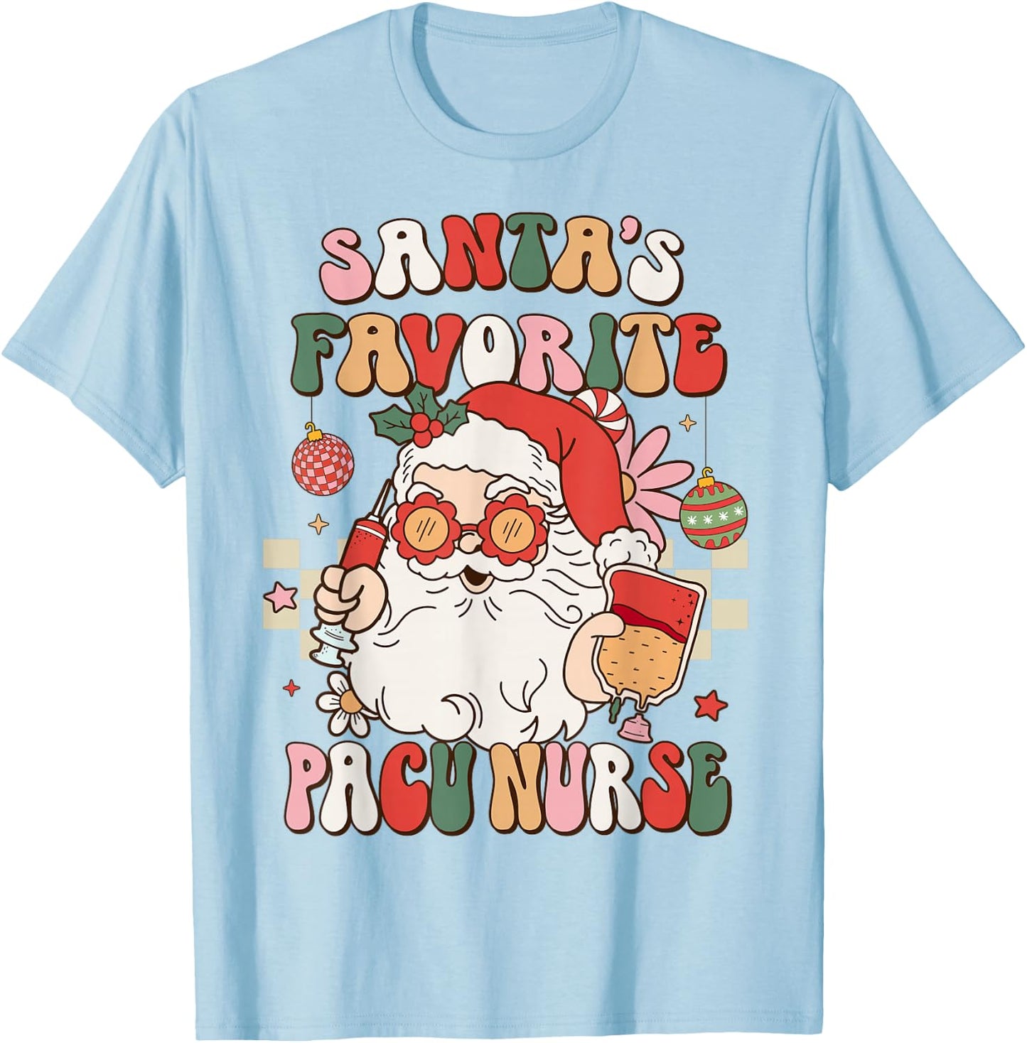 Retro Santa Favorite Pacu Nurse Christmas Women T-Shirt - T-Shirt | Light Blue