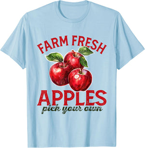 Apple Picking Farm Fresh Apples Farmer Apple Orchard Harvest T-Shirt - T-Shirt | Light Blue