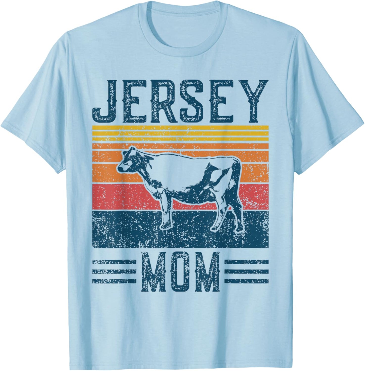 Best Cow Mom Women - Vintage Cattle Jersey T-Shirt - T-Shirt | Light Blue