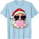 Santa Claus Blowing Bubble Gum Pink Sunglasses Christmas T-Shirt - T-Shirt | Light Blue