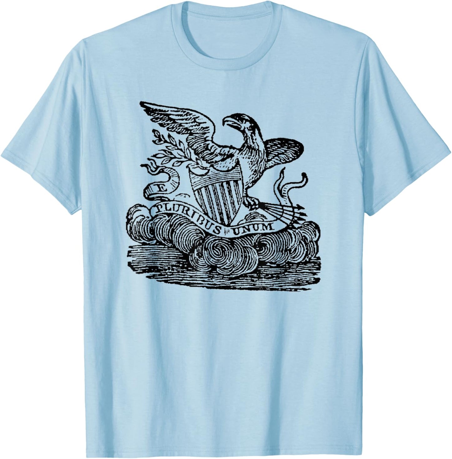 Revolutionary War-era American Eagle E Pluribus Unum T-Shirt - T-Shirt | Light Blue