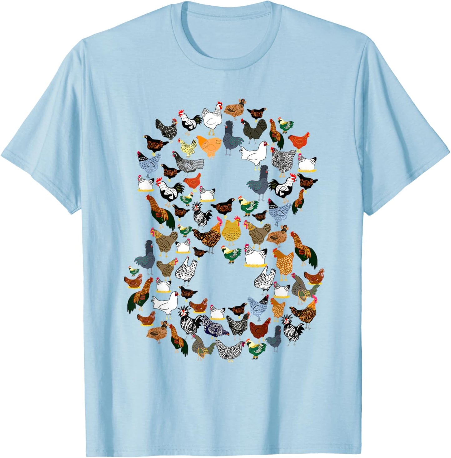 8th Birthday Outfit Girl Boy Eight Year Old Farm Chicken T-Shirt - T-Shirt | Light Blue