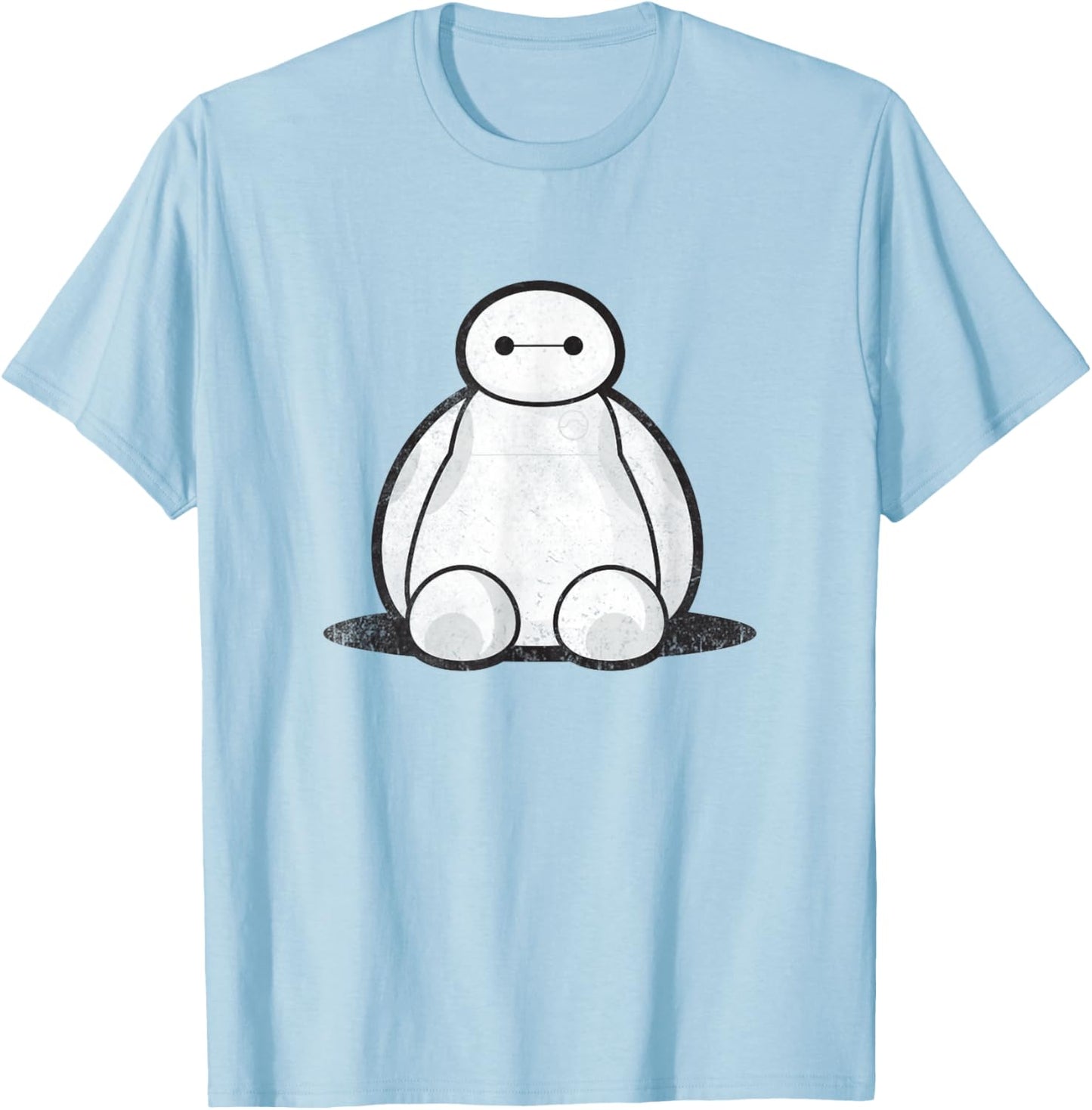 Disney Big Hero 6 Cute Baymax Sitting Distressed Shot T-Shirt - T-Shirt | Light Blue