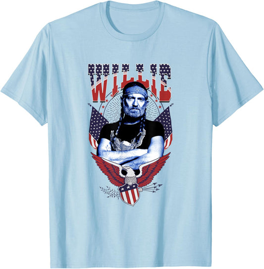 Official Willie Nelson Eagle T-Shirt - T-Shirt | Light Blue