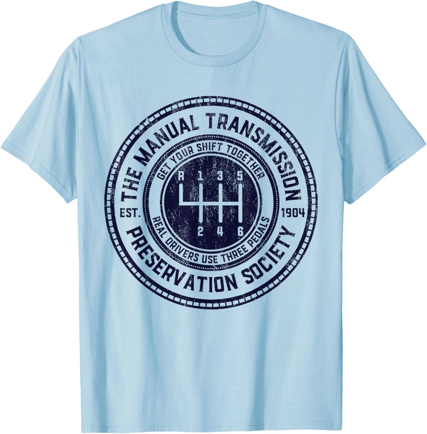 The Manual Transmission Preservation Society Vintage T-Shirt - T-Shirt | Light Blue