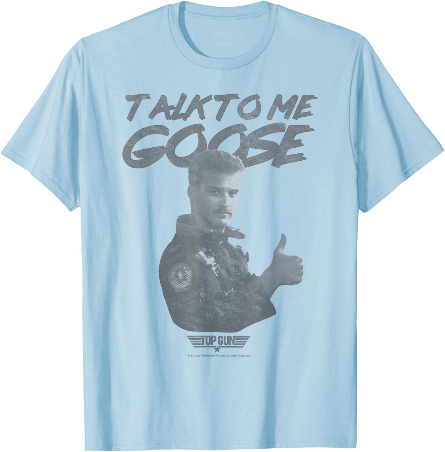Top Gun Talk to Me Goose Thumbs Up T-Shirt - T-Shirt | Light Blue