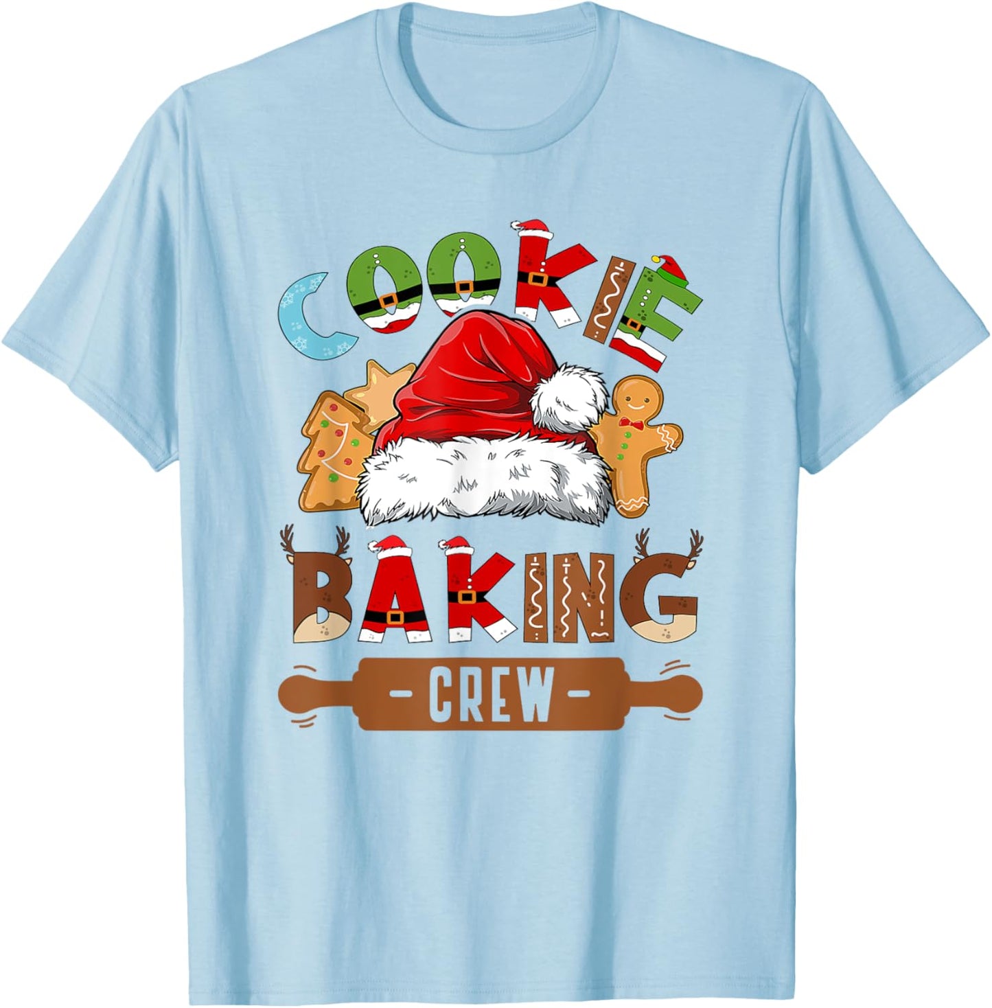 Cookie Baking Crew Pajama Family Christmas Gingerbread Team T-Shirt - T-Shirt | Light Blue