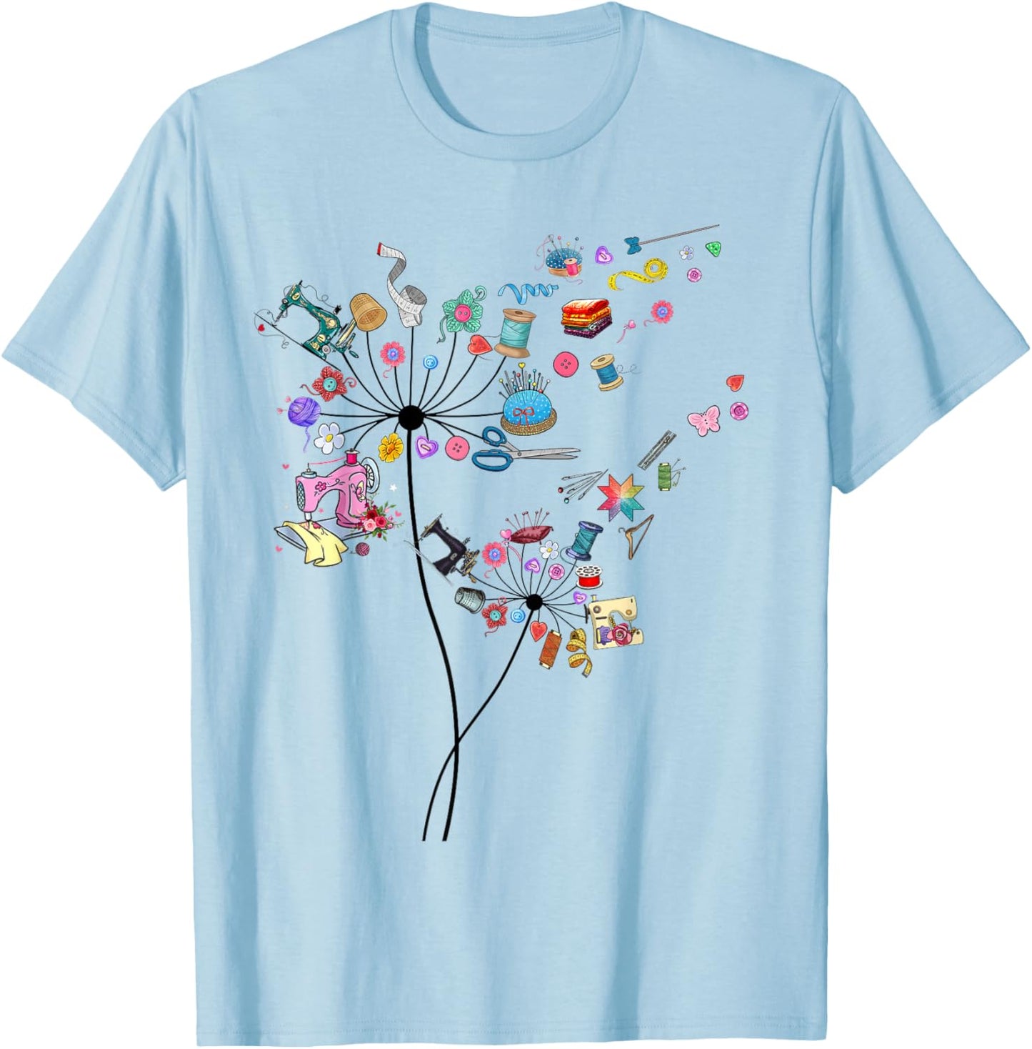 Cute Sewing Dandelion Flowers Quilting Quilter Sewer T-Shirt - T-Shirt | Light Blue