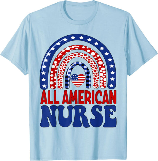 All American Nurse 4th of July RN Independence Day Nursing Men T-Shirt - T-Shirt | Light Blue