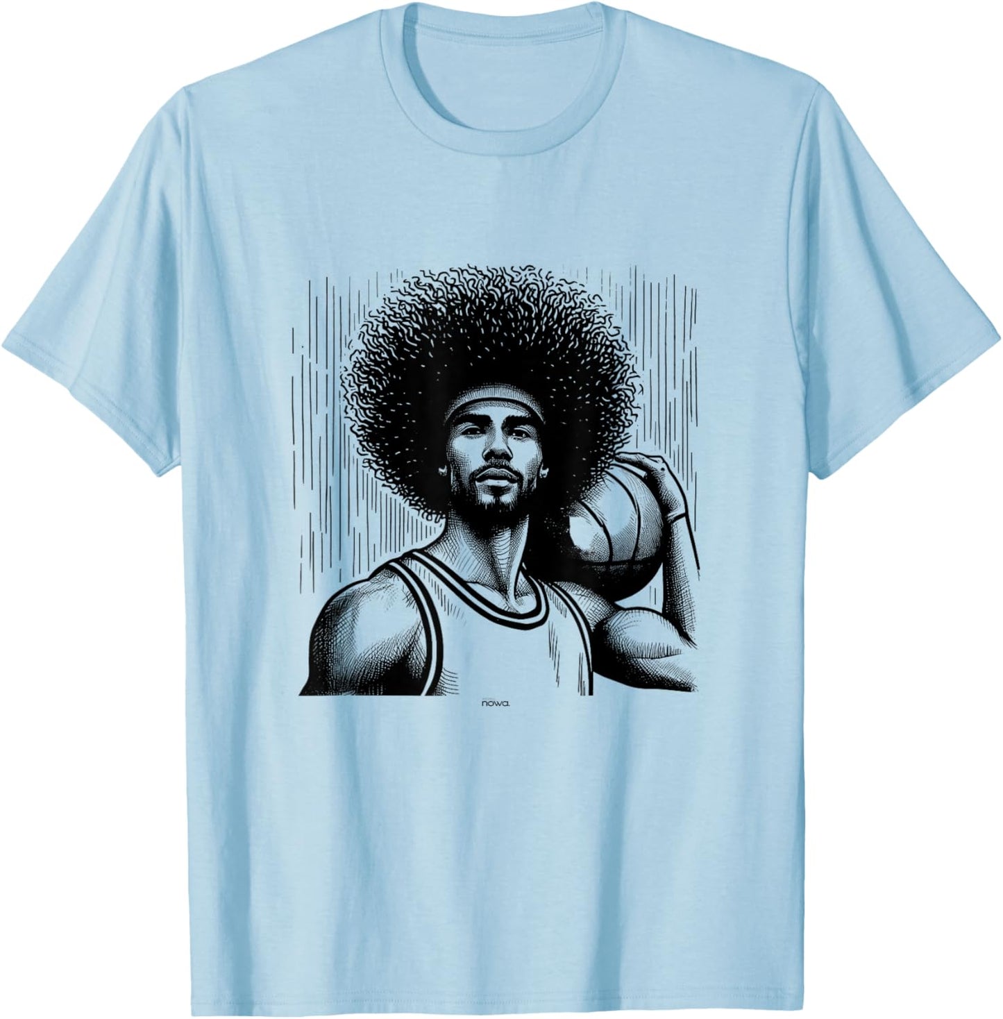 Impressive Afro Basketball Hairdo T-Shirt - T-Shirt | Light Blue