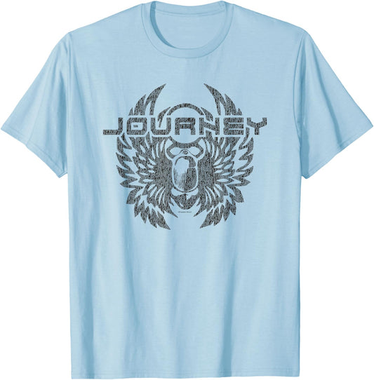Journey Single Color Infinity Wings Beetle Logo Vintage Band T-Shirt - T-Shirt | Light Blue